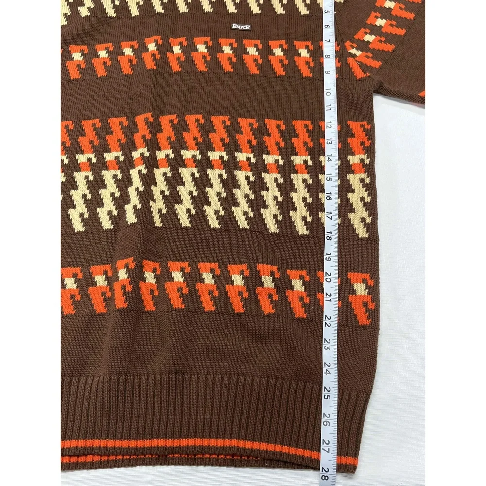 Vintage Enyce Cotton‎ Geo Brown Orange Mens Fair Isle Hip Hop Sweater XL